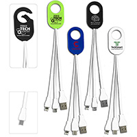 3-in-1 Cell Phone Charging Cable with Type C Adapter and Carabiner Type Spring Clip